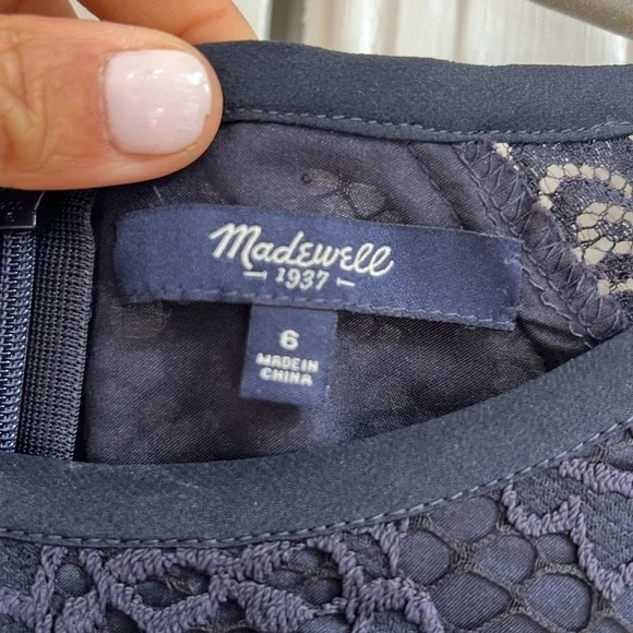 Madewell Navy Blue Magnolia Lace A-line Dress - Picture 3 of 7